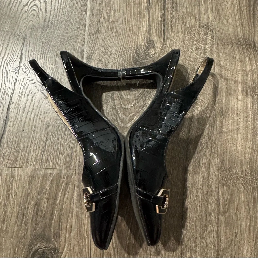 Karen Scott Black Heels with Chain Embellishment Gildyy slingback pumps size 6 - Picture 4 of 10